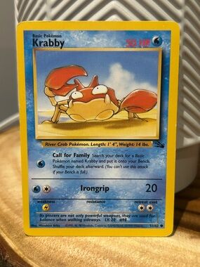 Pokemon Krabby, Vintage Card, 1999, 96, 98, Collectible, Fan Favorite